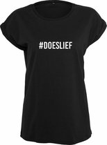 #Doeslief Rustaagh dames t-shirt - maat 2XL - comfortabel - zwart - tekst - bedrukt