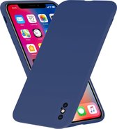 Siliconen hoesje met camera bescherming geschikt voor Apple iPhone X / Xs - blauw + glazen screen protector