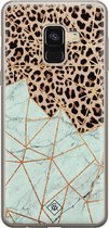 Samsung A8 (2018) hoesje siliconen - Luipaard marmer mint | Samsung Galaxy A8 (2018) case | Bruin | TPU backcover transparant