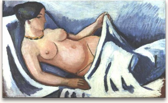 Handgeschilderd olieverfschilderij - olieverf op canvas - August Macke 'Liggende Vrouw'