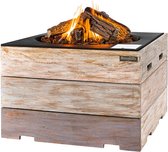 Happy Cocooning Fire table Nice & Nasty - Carré - Teck - Noir + Régulateur de pression gaz