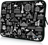 Sleevy 15,6 laptophoes wereldse symbolen - laptop sleeve - laptopcover - Sleevy Collectie 250+ designs