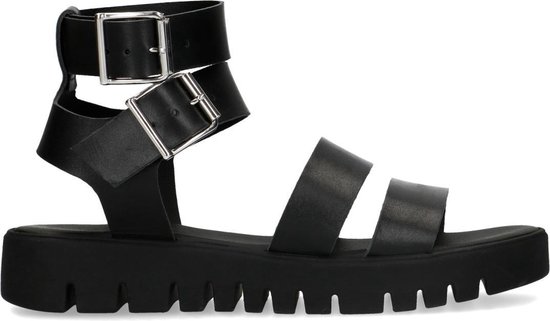 Sacha - Dames - Zwarte sandalen met dubbele gesp - Maat 36 | bol.com