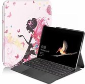 Case2go - Tablet Hoes geschikt voor Microsoft Surface Go 2 - Tri-Fold Book Case - Flower fairy