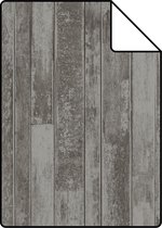 Proefstaal ESTAhome behang vintage sloophout planken vergrijsd bruin taupe - 128839 - 26,5 x 21 cm