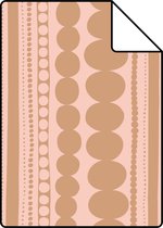 Proefstaal ESTAhome behangpapier kralen perzik roze en glanzend koper bruin - 128823 - 26,5 x 21 cm