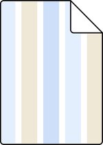 Proefstaal ESTAhome behangpapier verticale strepen lichtblauw, beige en wit - 138702 - 26,5 x 21 cm
