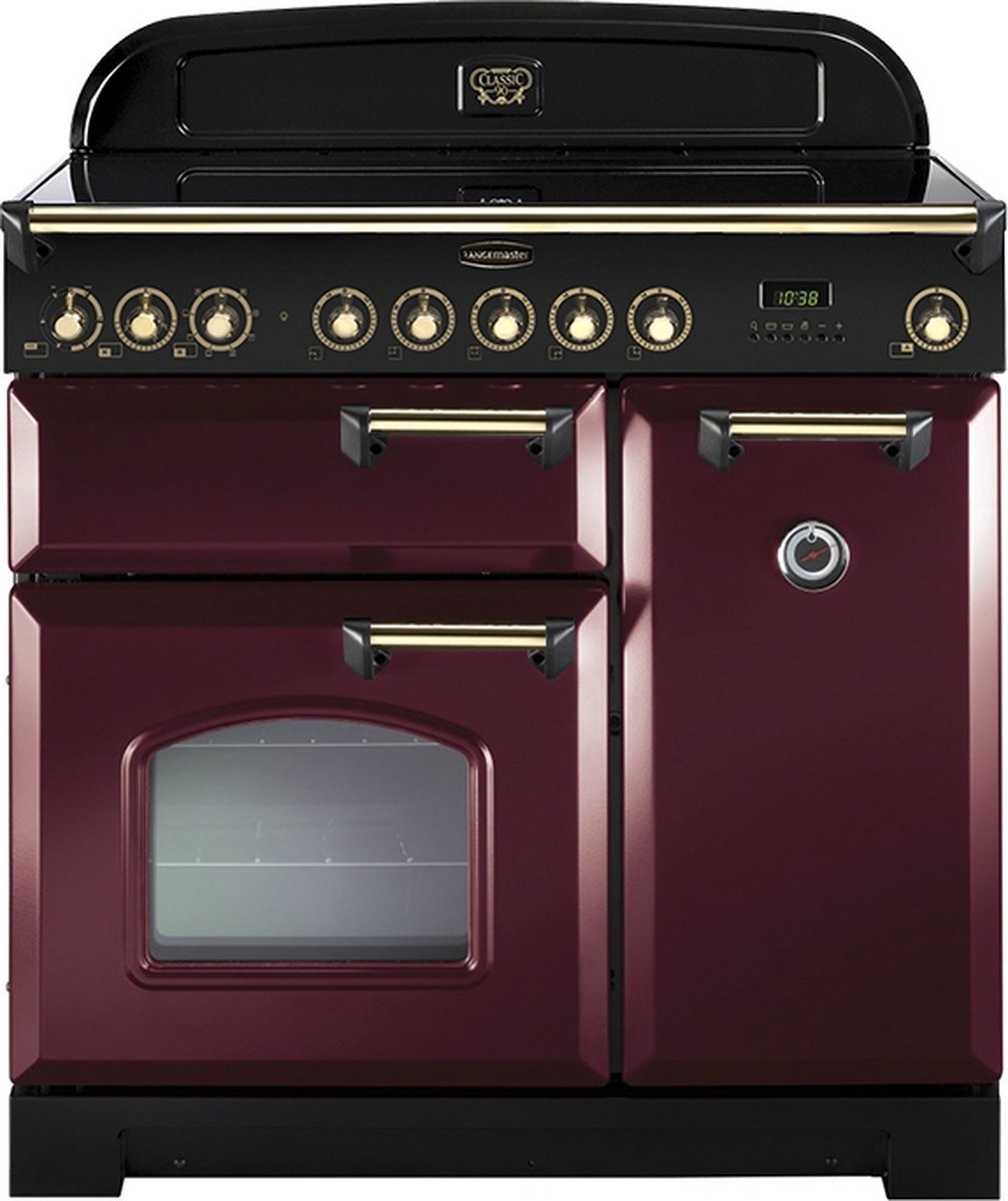 Rangemaster Classic Deluxe 90 Induction Vrijstaand fornuis Zwart, Rood Zone van inductiekookplaat A