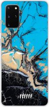 Samsung Galaxy S20+ Hoesje Transparant TPU Case - Blue meets Dark Marble #ffffff