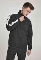 Urban Classics Trainings jacket -S- Striped Sleeve Crinkle Zwart/Wit