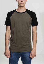 Urban Classics - Raglan Contrast Heren T-shirt - 2XL - Groen/Zwart