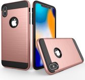 Brushed Texture Shockproof Rugged Armor Beschermhoes voor iPhone XS Max (Rose Gold)