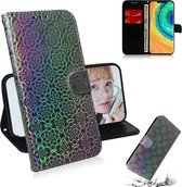 Voor Huawei Mate 30 Pro / 5G effen kleur kleurrijke magnetische gesp horizontale flip pu lederen case met houder & kaartsleuven & portemonnee & lanyard (zilver)