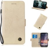 Voor Nokia 3.2 retro horizontale flip pu lederen tas met kaartsleuven en houder (goud)