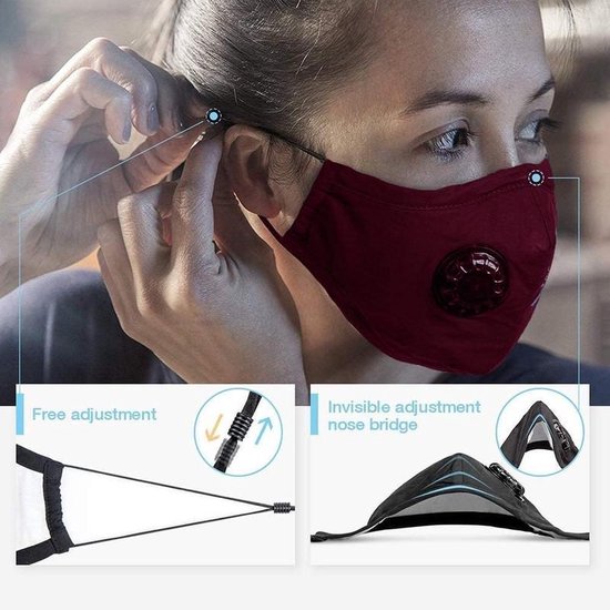 Uitwasbare mondmasker mondkapje Katoen Blauw| trein | ov - ZT Accessoires