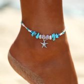 Enkelbandje Aqua Blauw met zeester