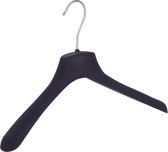 De Kledinghanger Gigant - 5 x Mantel / kostuumhanger kunststof velours zwart met schouderverbreding, 38 cm