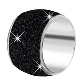 Lucardi - Stalen ring met black mineral powder