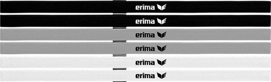 Erima - Set van 6 haarbandjes - zwart, grijs, wit - haarbanden sporten - voetbal