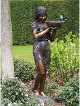 Decoratief Beeld - Vrouw Met Schaal Fontein - Kunststof - Bronzart - Multicolor - 65 X 162 Cm