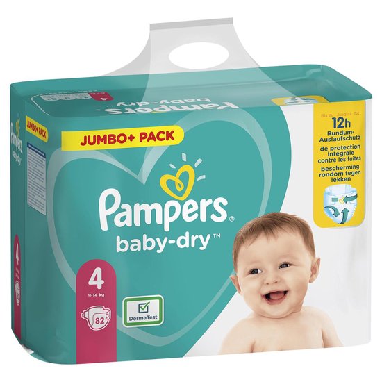 Wijzigingen van hamer foto Pampers Baby-Dry - Maat 4 (9-14kg) - 82 Luiers - Jumbo+ Pack | bol.com