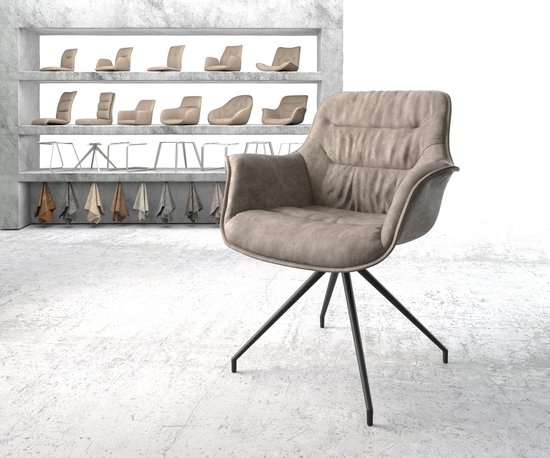 Draaistoel Kaira-Flex kruisframe conisch zwart taupe vintage 180° draaibaar