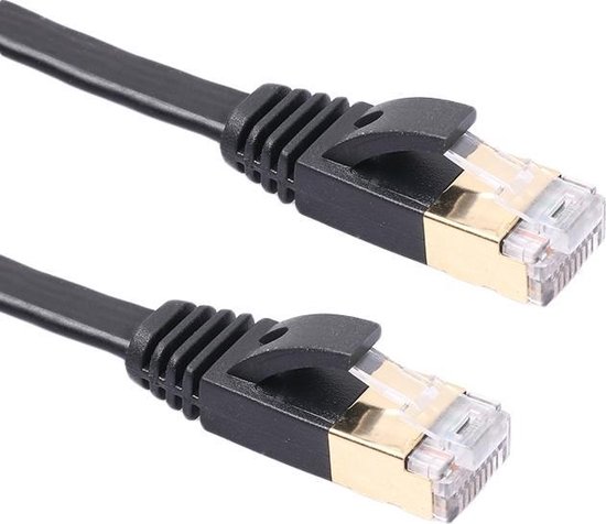 5M Ethernet Netwerk Kabel CAT6 | Gold Plated | Zwart / Black | Tot 1GBps |  Platte... | bol.com