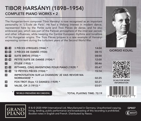 Giorgio Koukl - Harsanyi: Complete Piano Works 2 (CD)