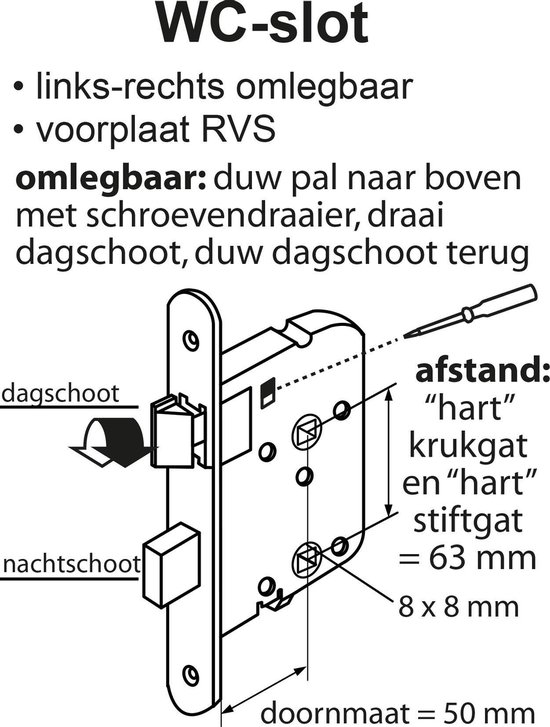 Watt kennisgeving sextant Starx WC–Slot – Badkamerslot – Deurslot Binnendeur – Slot met Voorplaat  Zilver RVS –... | bol.com
