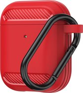 Apple Airpods 1/2 hoesje - Premium Siliconen beschermhoes - 3.0 mm - Rood