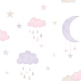 Little Ones Moon & Stars roze/lila natuur (vliesbehang, roze)