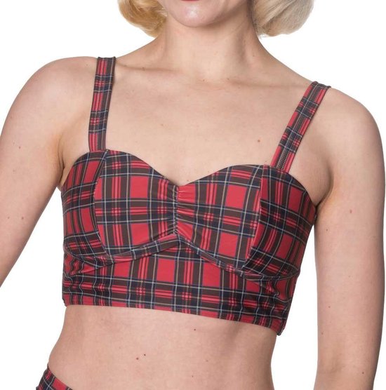 Banned - Wild plains tartan Bikinitop - Ruitjes - L - Rood