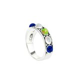 Symbols 9SY 0058 50 Zilveren Ring - Maat 50 - Turkoois - Lapis Lazuli - Parel - Multikleuren - Geoxideerd