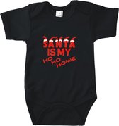 Rompertjes baby met tekst - Santa is my ho ho homie - Romper zwart - Maat 50/56