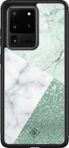 Samsung S20 Ultra hoesje glass - Minty marmer collage | Samsung Galaxy S20 Ultra  case | Hardcase backcover zwart