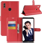 Litchi Texture Horizontal Flip Leather Case voor Huawei Honor Note 10, met portemonnee & houder & kaartsleuven (rood)
