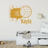 Muursticker Volleybal Uit Muur Met Naam - Goud - 120 x 103 cm - baby en kinderkamer - naam stickers baby en kinderkamer - sport alle