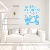 Muursticker Life Is A Journey Enjoy The Ride -  Lichtblauw -  105 x 140 cm  -  slaapkamer  woonkamer  alle - Muursticker4Sale