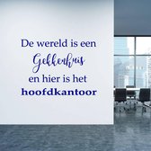 Sticker Muursticker Gekkenhuis - Bleu foncé - 60 x 45 cm - Salon Textes néerlandais entreprises - Muursticker4Sale