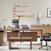 Muursticker Love Be Inspire -  Bruin -  60 x 47 cm  -  alle muurstickers  engelse teksten  bedrijven - Muursticker4Sale