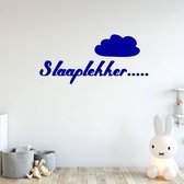 Muursticker Slaaplekker Met Wolk - Donkerblauw - 120 x 56 cm - baby en kinderkamer nederlandse teksten