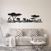 Muursticker Afrika Dieren -  Oranje -  160 x 45 cm  -  woonkamer  slaapkamer  alle  dieren - Muursticker4Sale