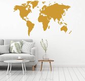 Muursticker Wereldkaart -  Goud -  80 x 49 cm  -  woonkamer  slaapkamer  alle - Muursticker4Sale