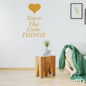 Muursticker Enjoy The Little Things -  Goud -  100 x 140 cm  -  woonkamer  slaapkamer  engelse teksten  alle - Muursticker4Sale
