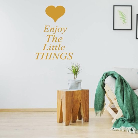 Muursticker Enjoy The Little Things - Goud - 100 x 140 cm - woonkamer slaapkamer alle