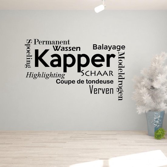 Muursticker Kapper - Lichtblauw - 120 x 72 cm - alle