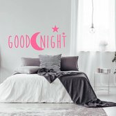 Muursticker Goodnight -  Roze -  80 x 40 cm  -  slaapkamer  engelse teksten  alle - Muursticker4Sale