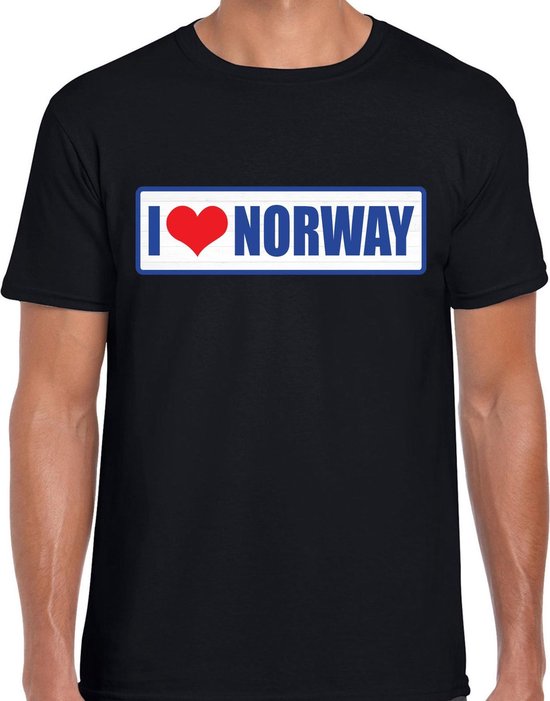 I love Norway / Noorwegen landen t-shirt met bordje in de kleuren van de Noorse  vlag -... | bol.com