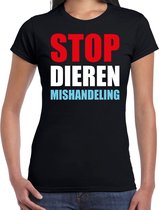 Stop dieren mishandeling demonstratie / protest t-shirt zwart voor dames M