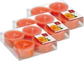24x Maxi geurtheelichtjes sinaasappel/oranje 8 branduren - Geurkaarsen sinaasappelgeur - Grote waxinelichtjes
